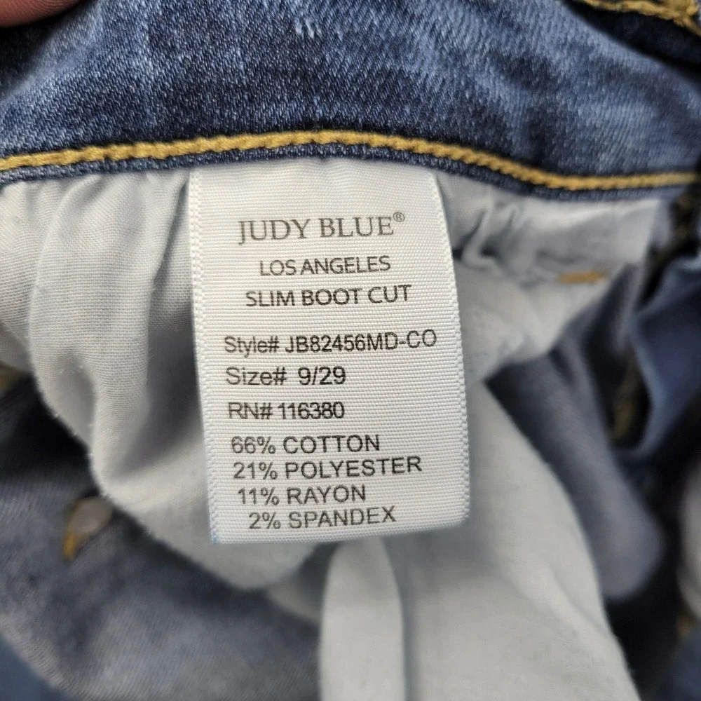 Judy‎ Blue Jeans Womens 9/29 Blue Med Wash Mid Rise Slim Bootcut Stretch Denim
